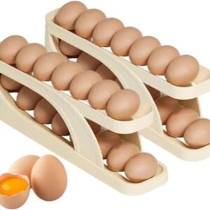 2 Tier Egg Organizer Automatic Scrolling Egg Rack Double Layer Egg Storage Tray