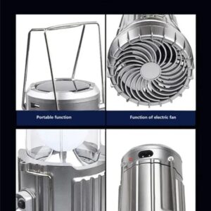 6in1 portable outdoor LED camping lantern with fan solar charge rechargeable light energy saving tent lamp flashlight