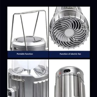 6in1 portable outdoor LED camping lantern with fan solar charge rechargeable light energy saving tent lamp flashlight