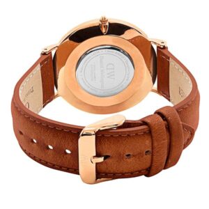 DW Leather Strap Men Wrist Watch Analog Brown Leather Luxury Wrist Watch Stainless steel Smart Watch Leather Straps