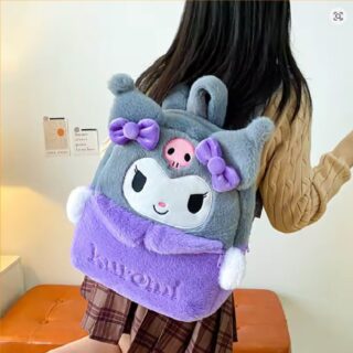 Hello Kitty My Melody Kuromi Plush Backpack Kawaii Anime School Travel Bag